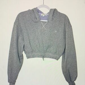 Gray Cropped Hoodie